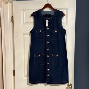 Ann Taylor Dark Blue Sleeveless Mini Dress